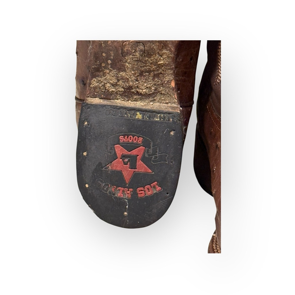 Los Altos Men’s Tobacco Full-Quill Ostrich Wide Square Toe Cowboy Boots 10.5 EE - Picture 9 of 10